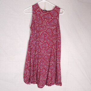 Old Navy Paisley Dress Womens M Burgundy Sleeveless Keyhole Knee Boho Casual